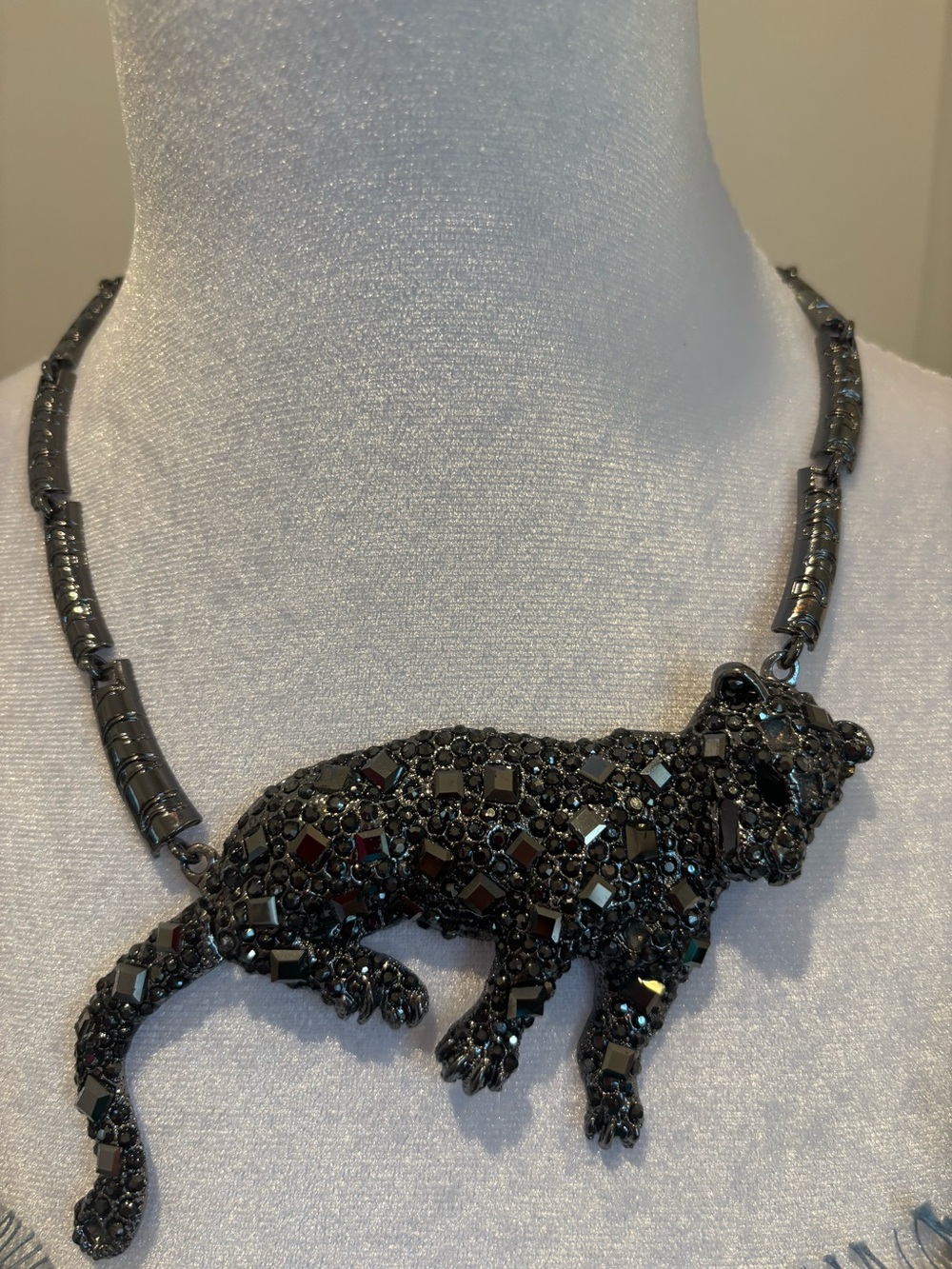 NWT Natasha Black Pavé Crystal Panther Necklace